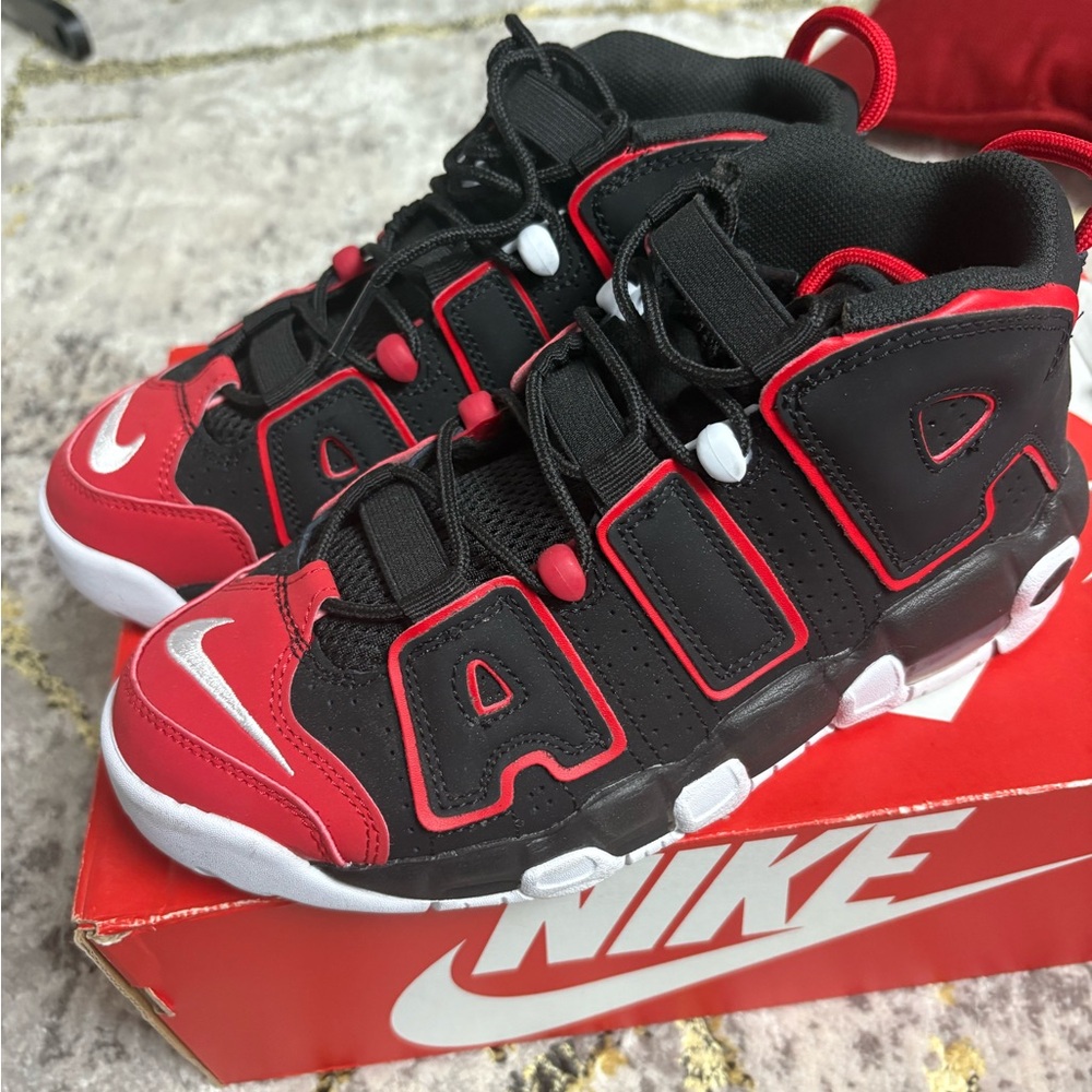 Nike Red and Black Uptempo Sneakers